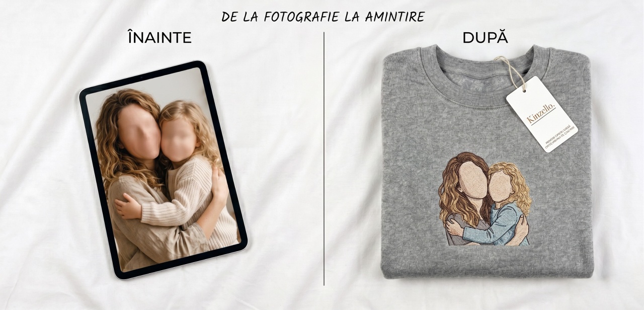Îmbrățișarea care rămâne — broderie personalizată după fotografie