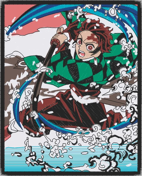 Broderie tanjiro hyper realistic
