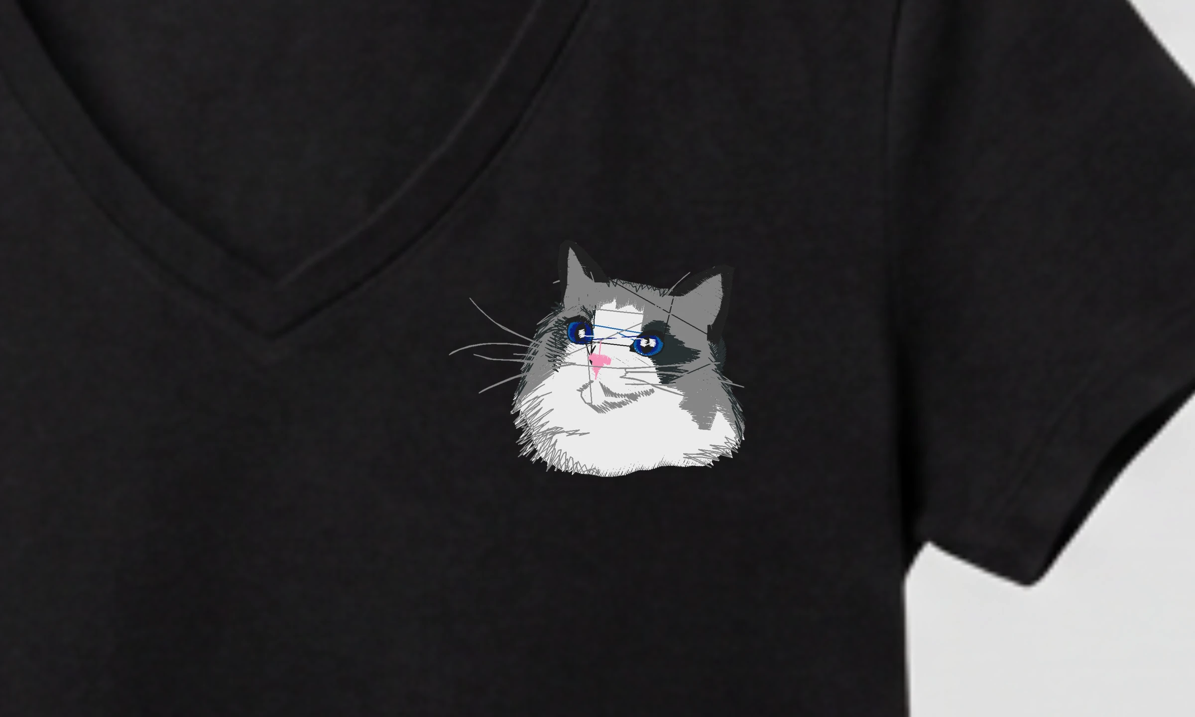 Tricou V-neck Pisică Grumpy