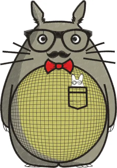 Broderie Totoro con gafas