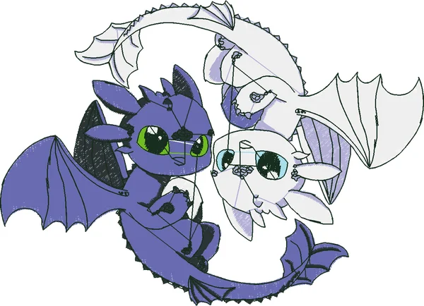 Broderie dragon ying yang