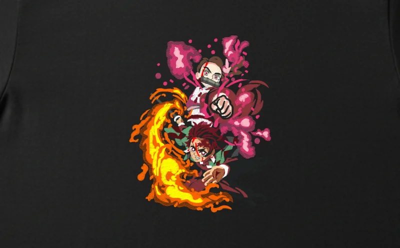 Tricou Demon Slayer Flăcări și Flori