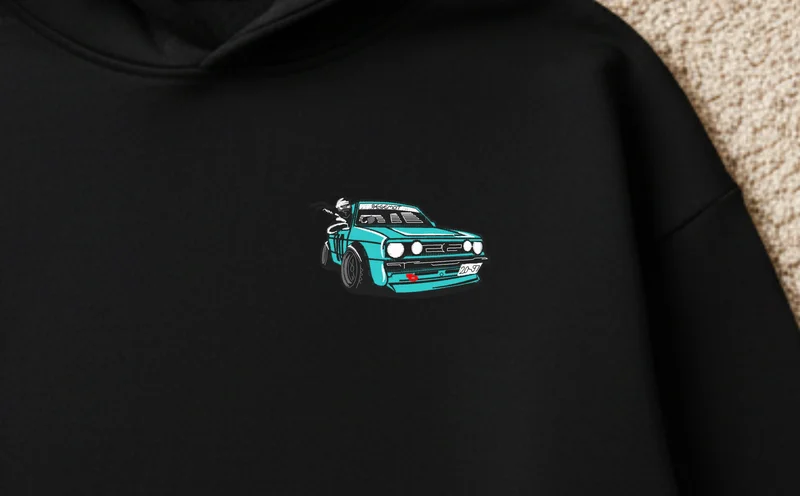Hanorac Mașină Sport Retro Turcoaz