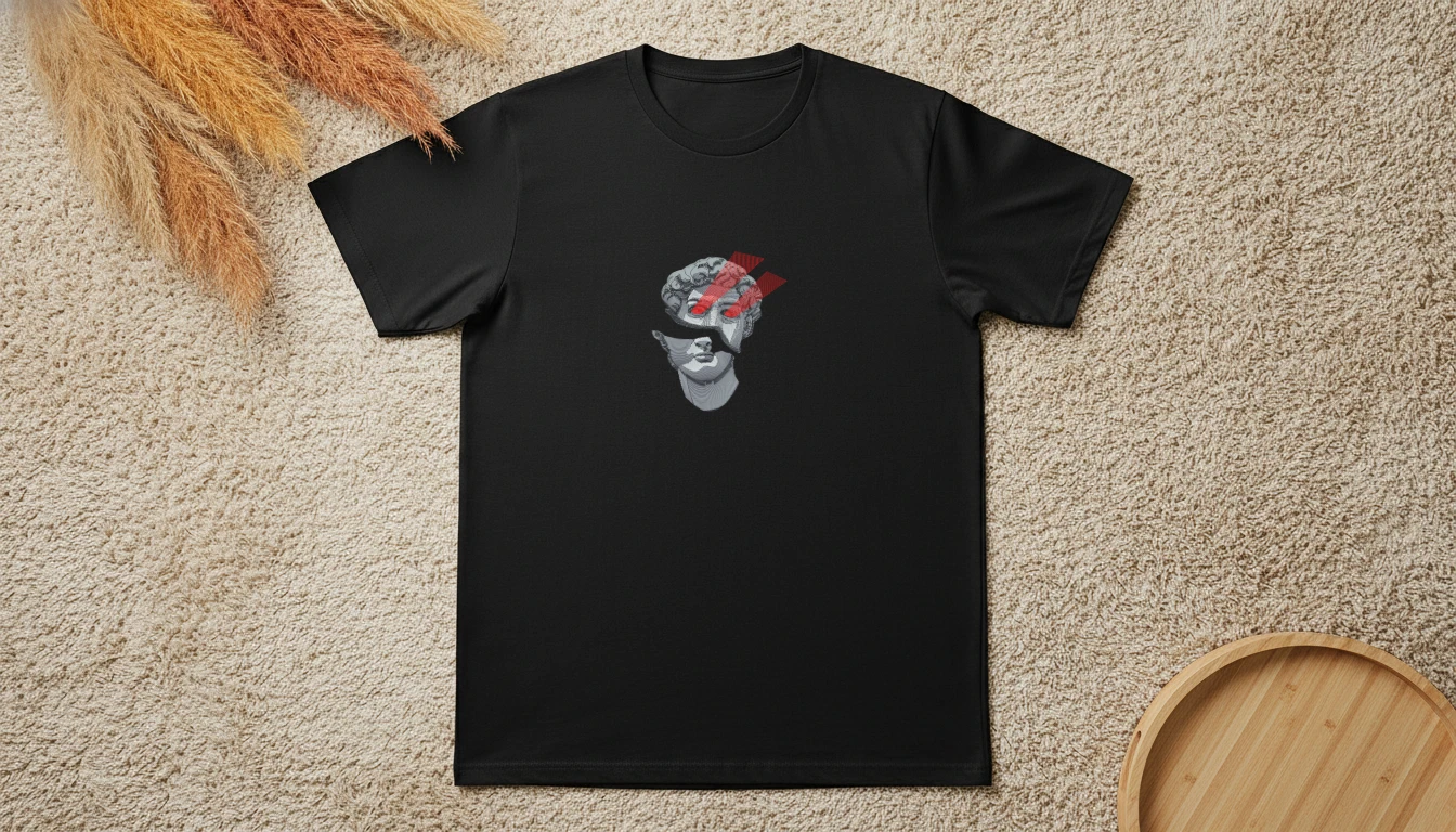 Tricou Bust Antic și Linii Roșii