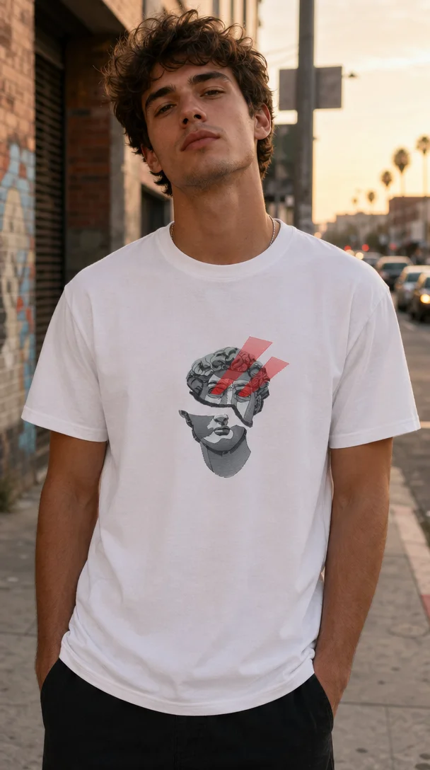 Tricou Bust Antic și Linii Roșii