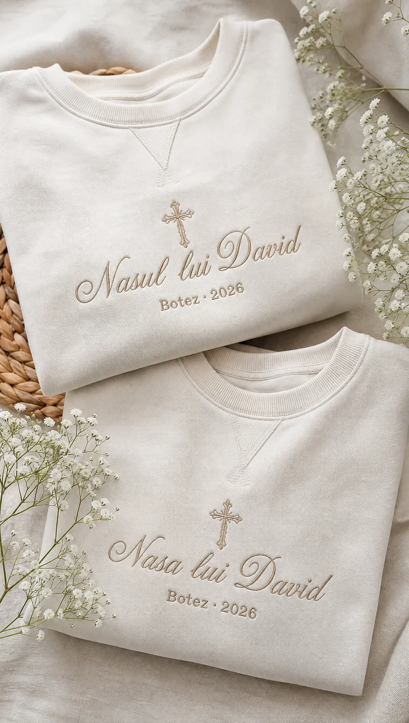 Broderie botez — naș & nașă