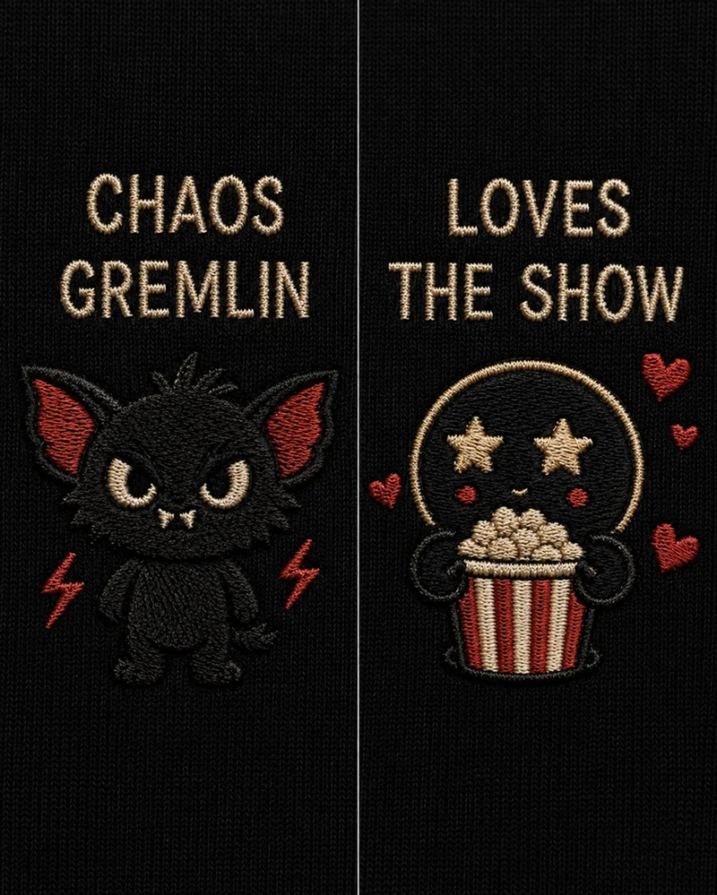 Set Hanorace Cuplu Gremlin și Popcorn